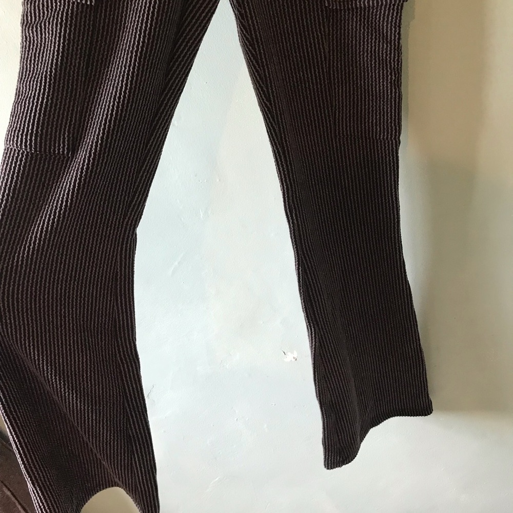 Ribbed Wide-Leg Cargo Pants - Black and White - Picture 2 of 7